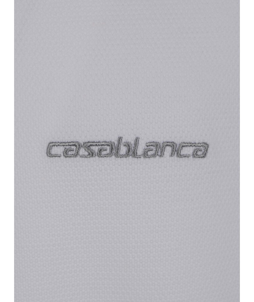 CASABLANCA Белое хлопковое поло с коротким рукавом, фото 3