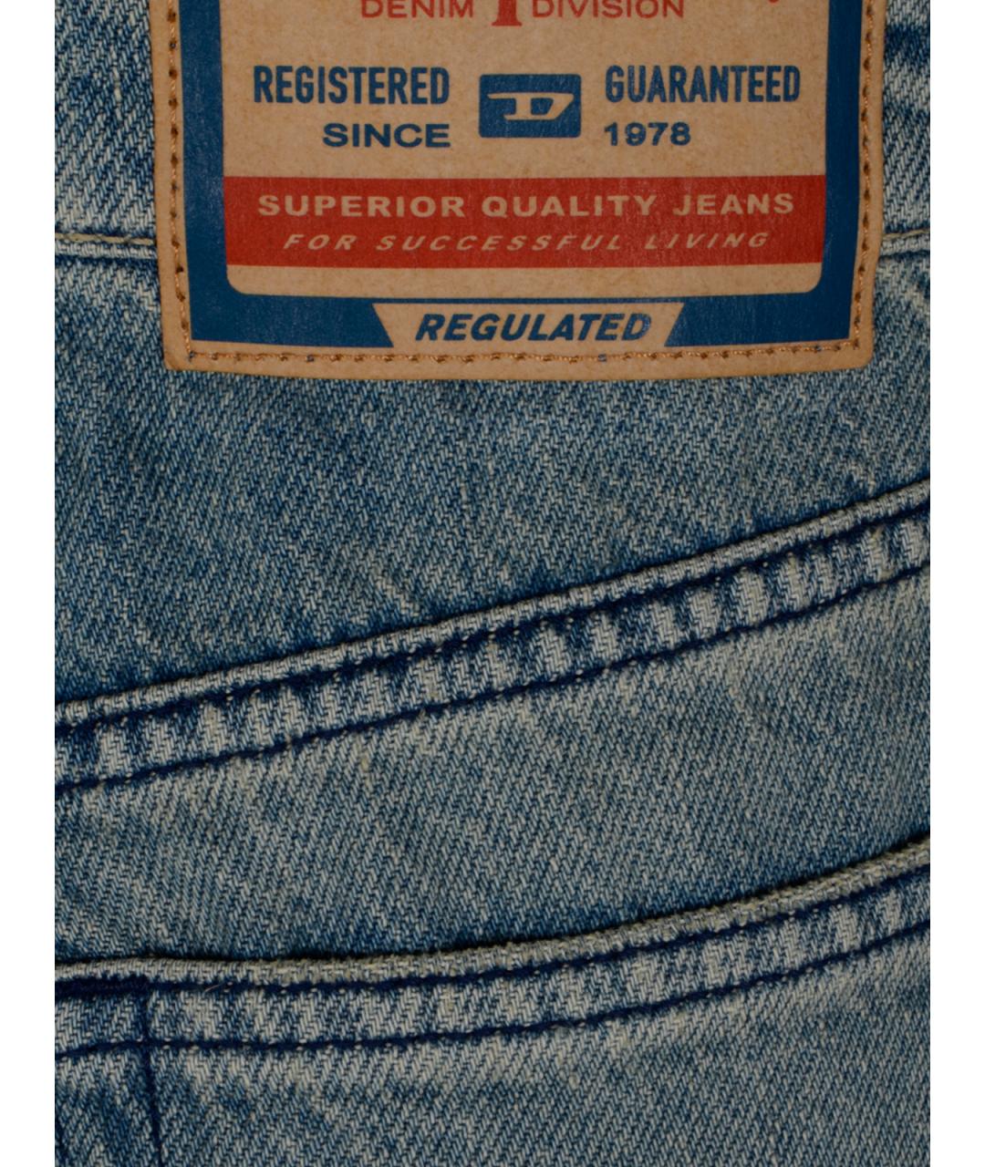 DIESEL Голубые хлопковые прямые джинсы, фото 3