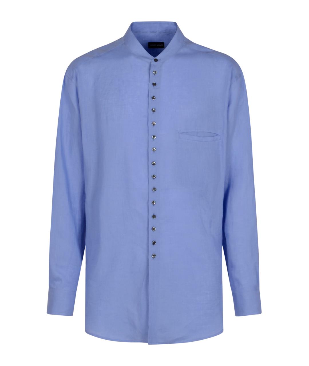 GIORGIO ARMANI Голубая льняная кэжуал рубашка, фото 1