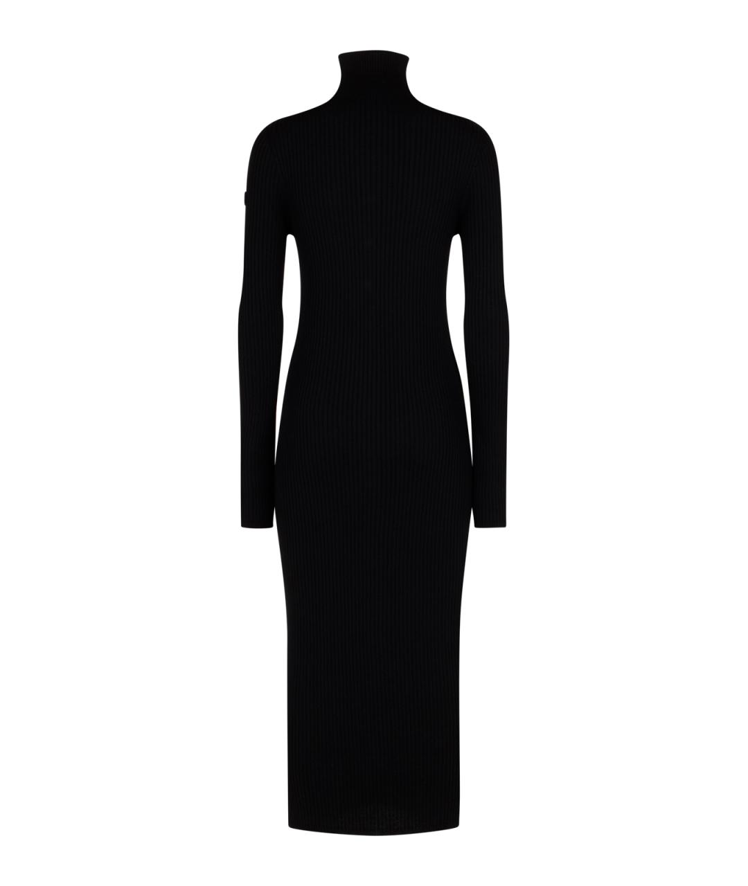 MONCLER Черное шерстяное повседневное платье, фото 2