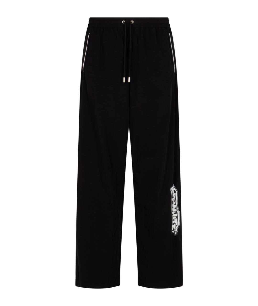 OFF-WHITE Черные полиамидовые повседневные брюки, фото 1
