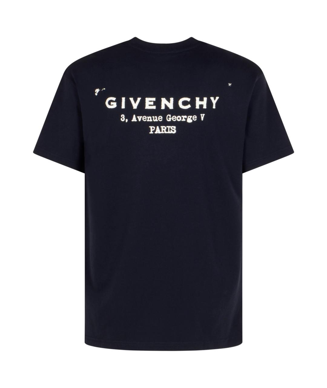 GIVENCHY Темно-синяя хлопковая футболка, фото 2