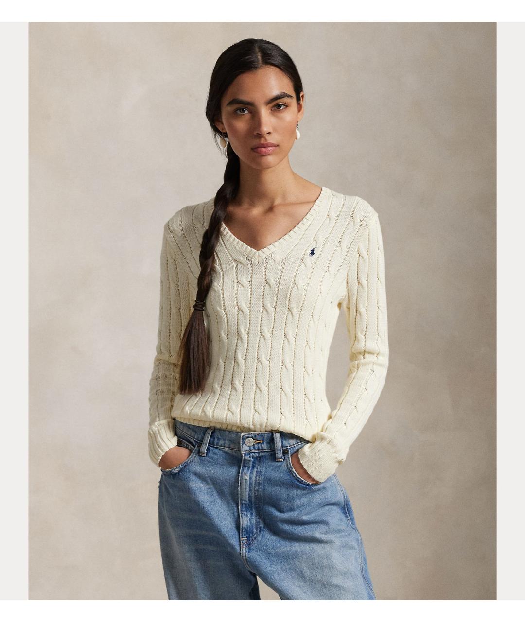 POLO RALPH LAUREN Желтый хлопковый джемпер / свитер, фото 4