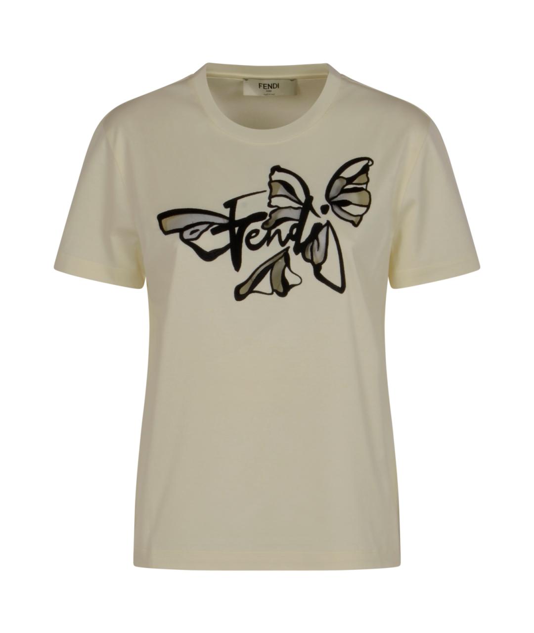 FENDI Бежевая хлопковая футболка, фото 1