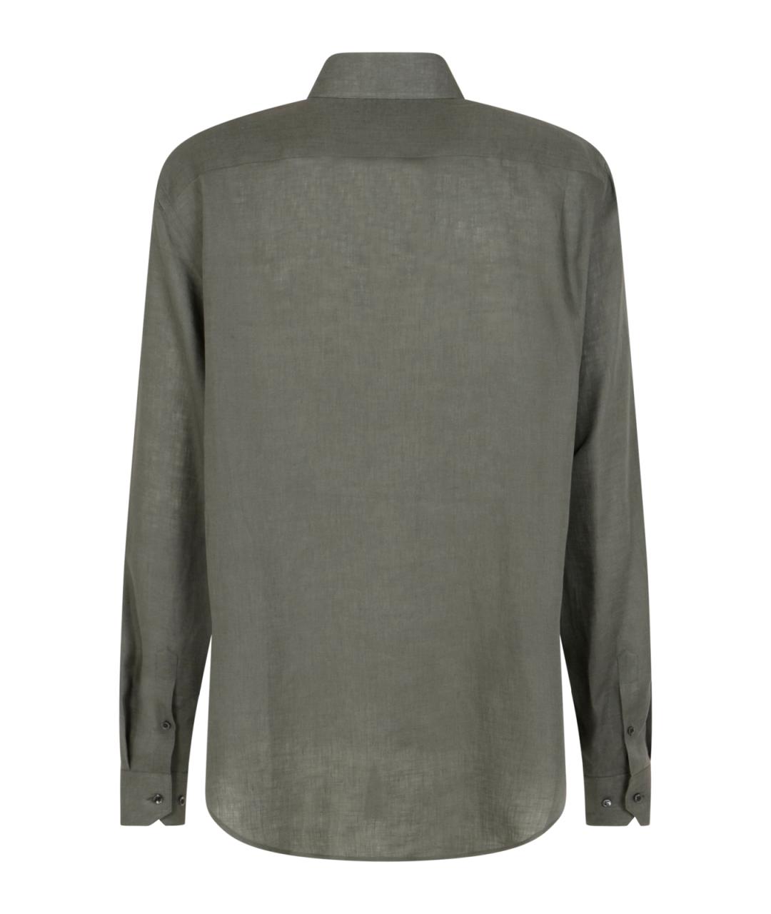 GIORGIO ARMANI Серая льняная классическая рубашка, фото 2