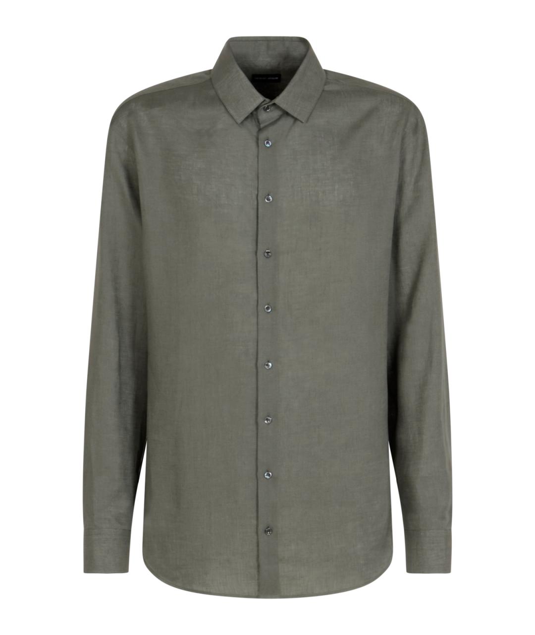 GIORGIO ARMANI Серая льняная классическая рубашка, фото 1