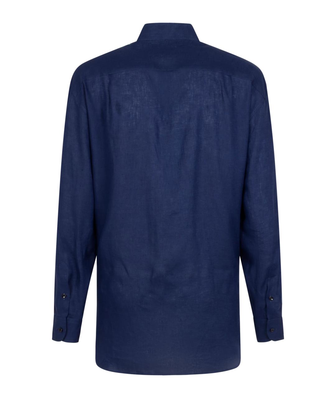 GIORGIO ARMANI Синяя льняная кэжуал рубашка, фото 2