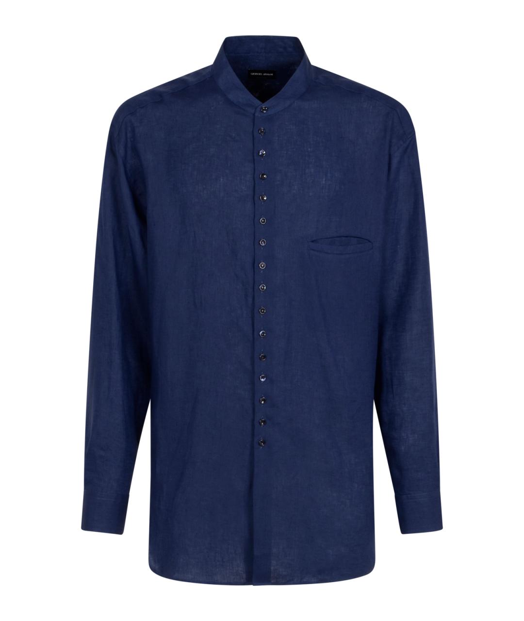 GIORGIO ARMANI Синяя льняная кэжуал рубашка, фото 1