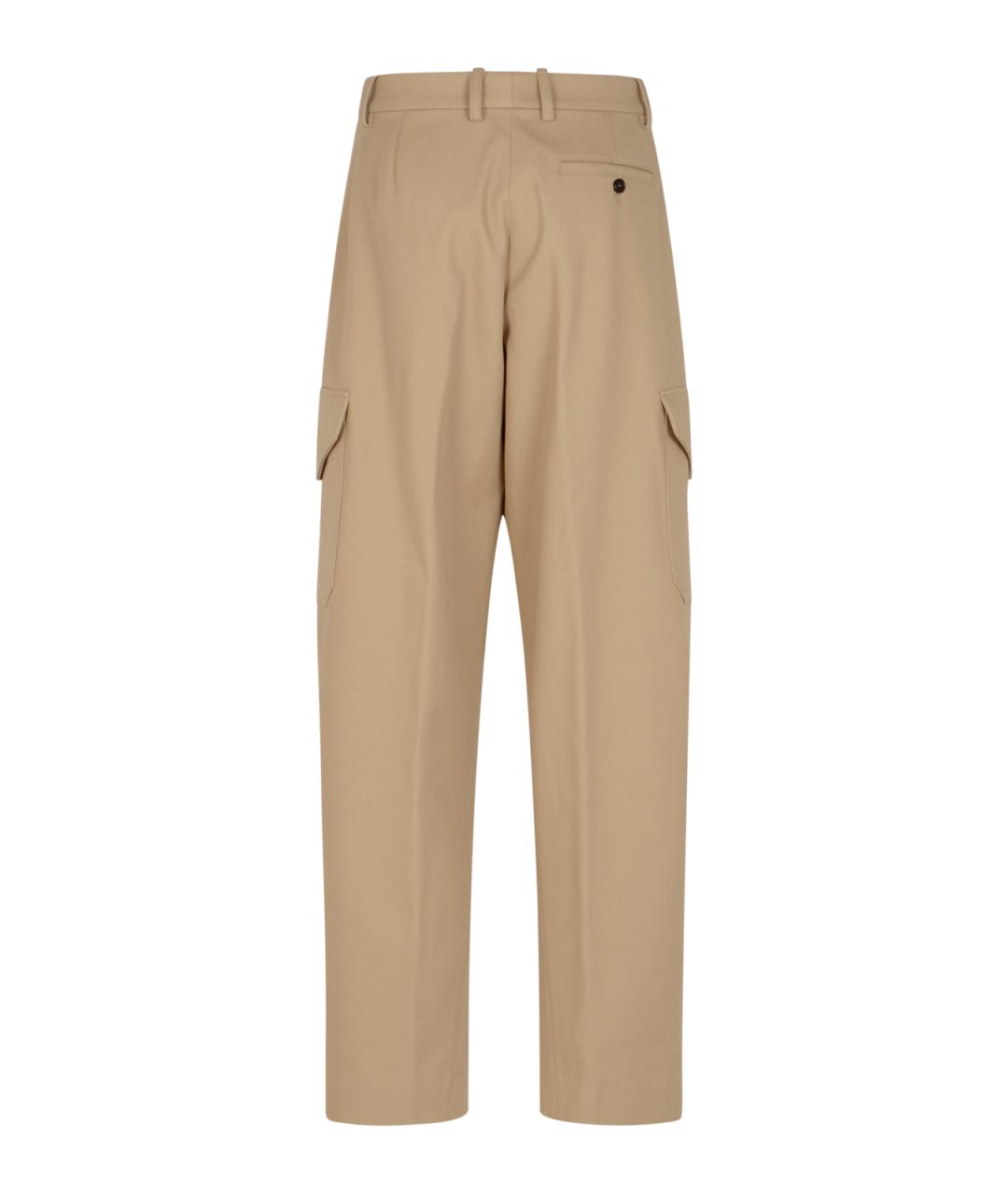 GIVENCHY Бежевые хлопковые прямые брюки, фото 2