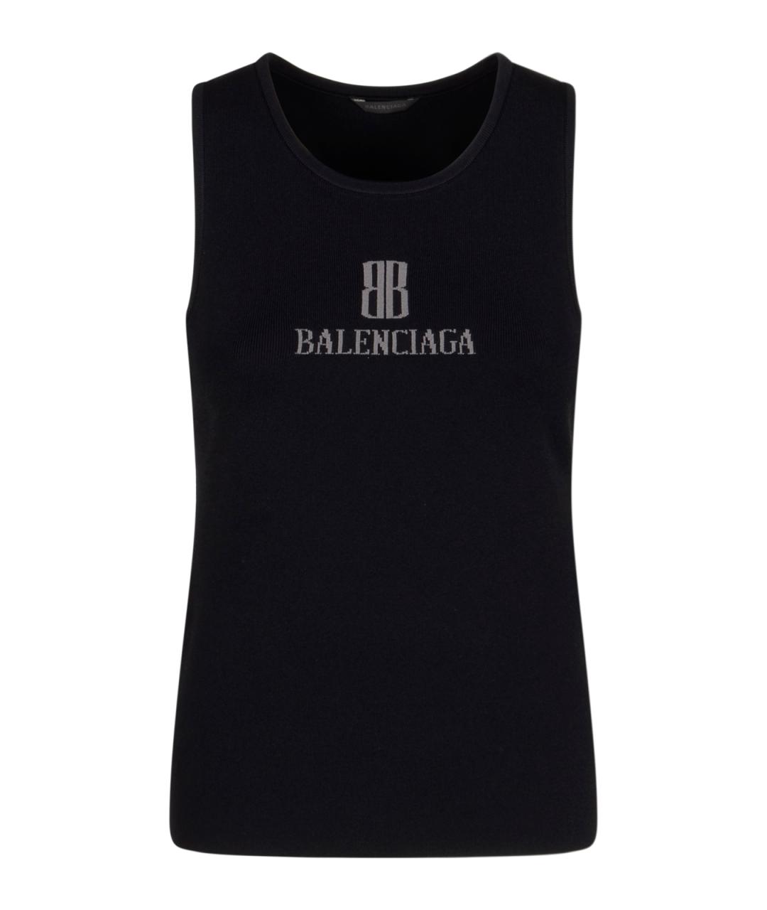 BALENCIAGA Черная вискозная майка, фото 1