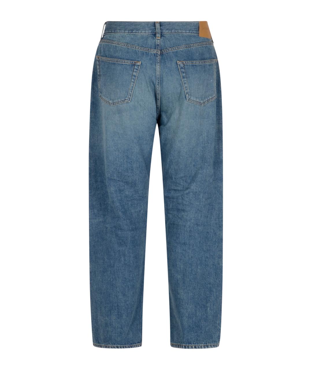 SAINT LAURENT Синие хлопковые прямые джинсы, фото 2