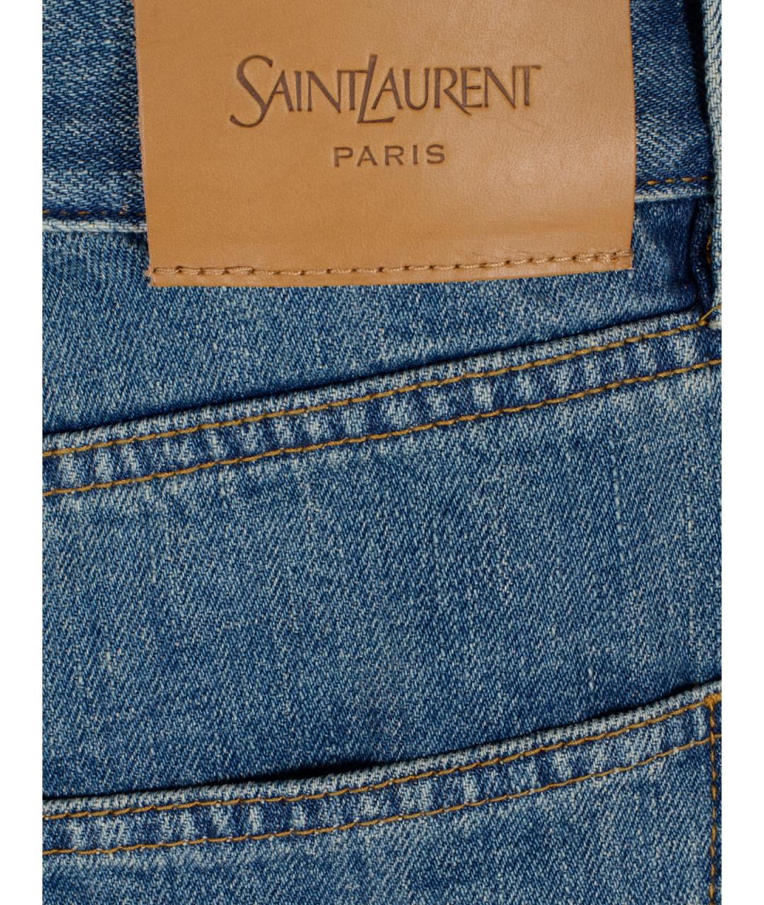 SAINT LAURENT Синие хлопковые прямые джинсы, фото 3