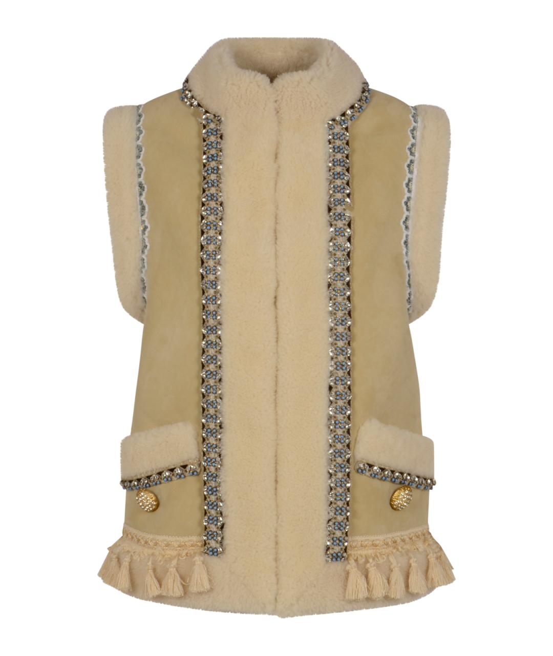 VALENTINO Бежевый меховой жилет, фото 1