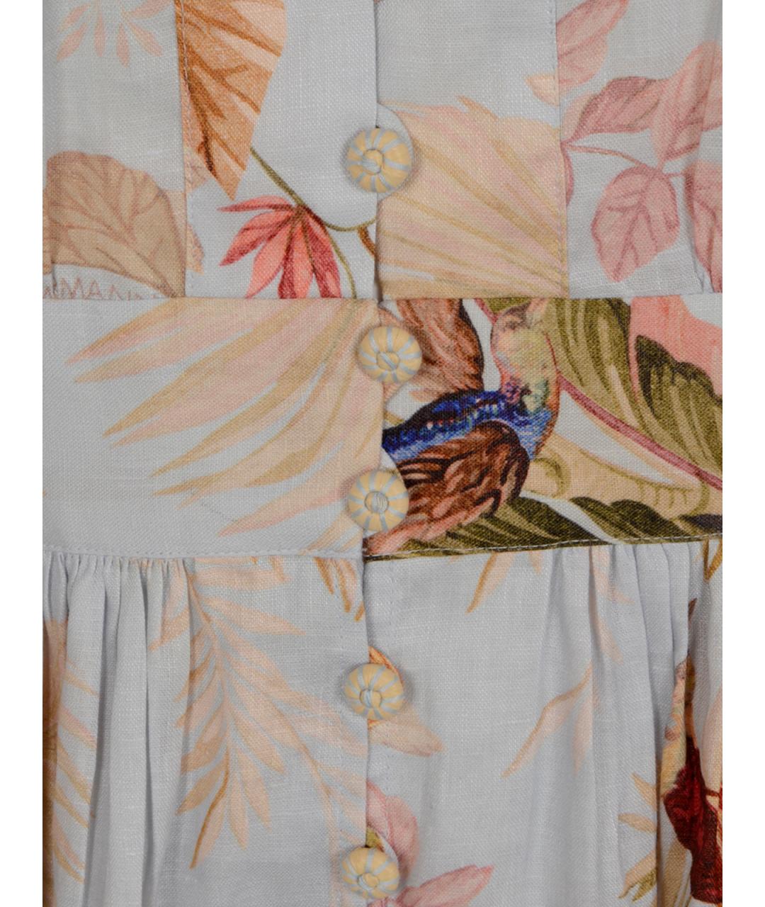 ZIMMERMANN Голубое льняное повседневное платье, фото 3