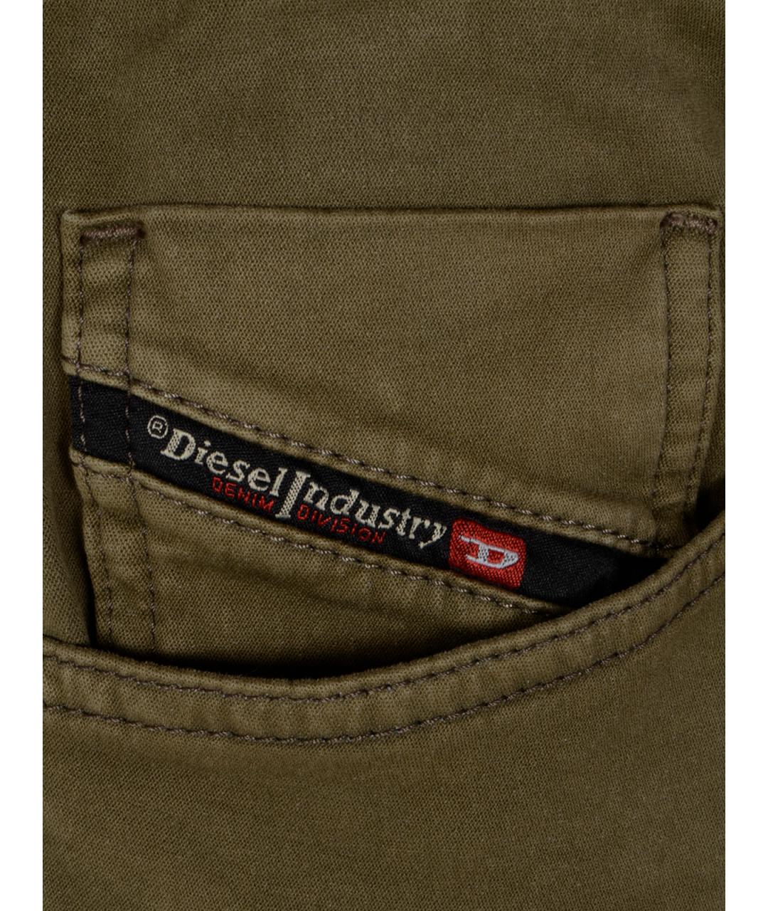 DIESEL Зеленые хлопковые джинсы скинни, фото 3