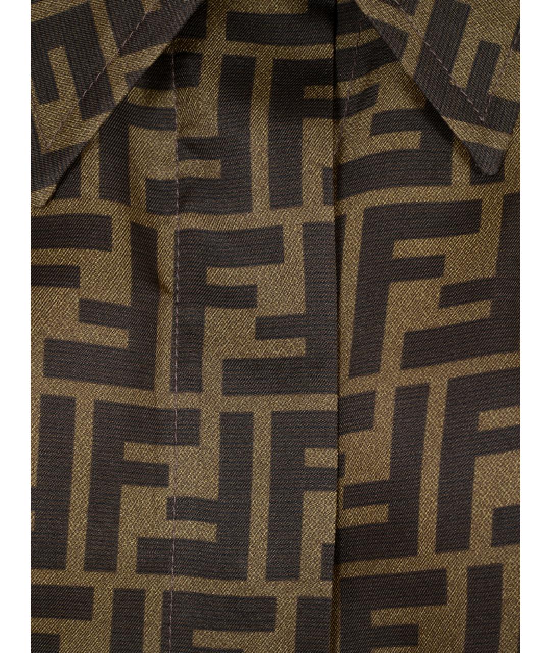 FENDI Коричневая шелковая рубашка, фото 3