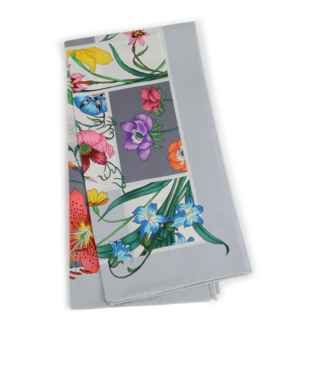 GUCCI Серый шелковый платок, фото 1