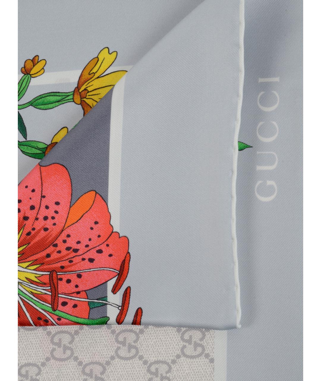 GUCCI Серый шелковый платок, фото 2