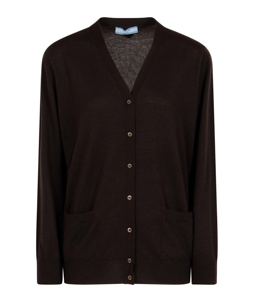 PRADA Коричневый шерстяной кардиган, фото 1