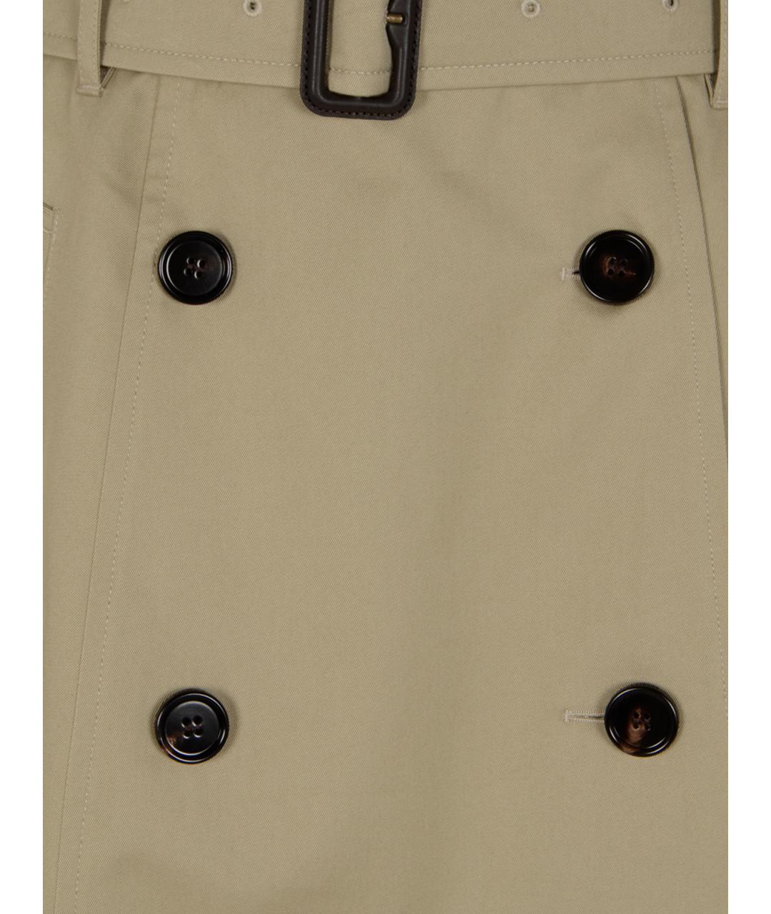 BURBERRY Бежевая хлопковая юбка мини, фото 3