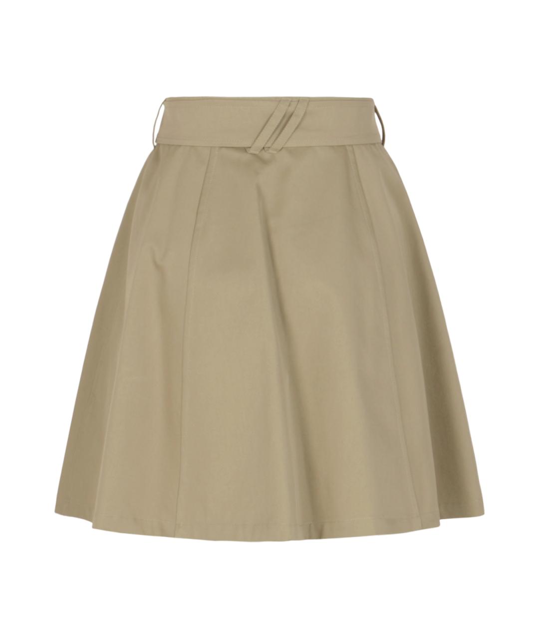 BURBERRY Бежевая хлопковая юбка мини, фото 2