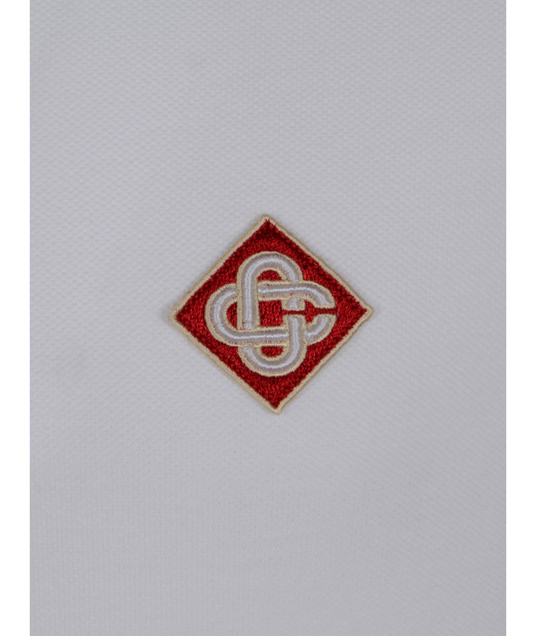 CASABLANCA Белое хлопковое поло с коротким рукавом, фото 3