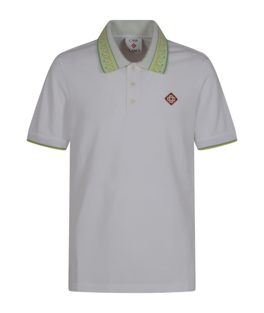 CASABLANCA Белое хлопковое поло с коротким рукавом, фото 1