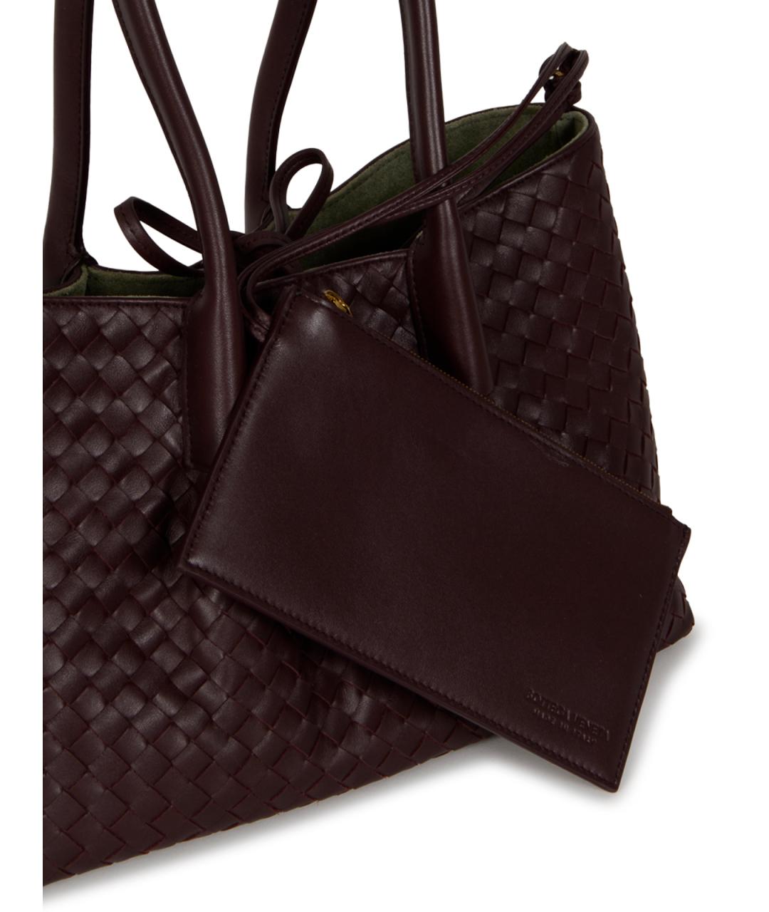 BOTTEGA VENETA Бордовая кожаная сумка тоут, фото 4