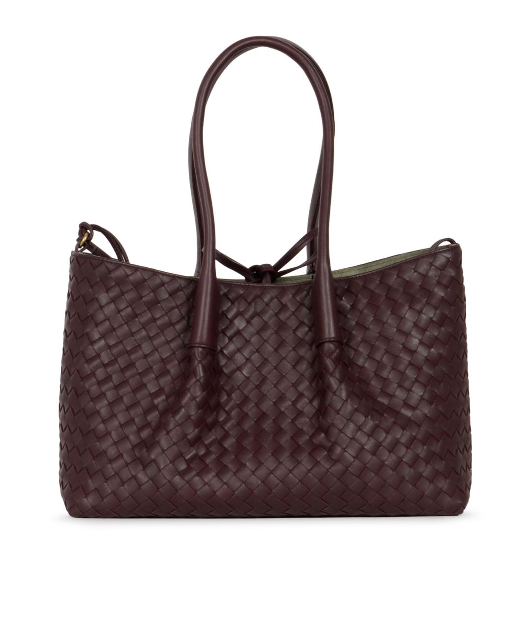 BOTTEGA VENETA Бордовая кожаная сумка тоут, фото 3