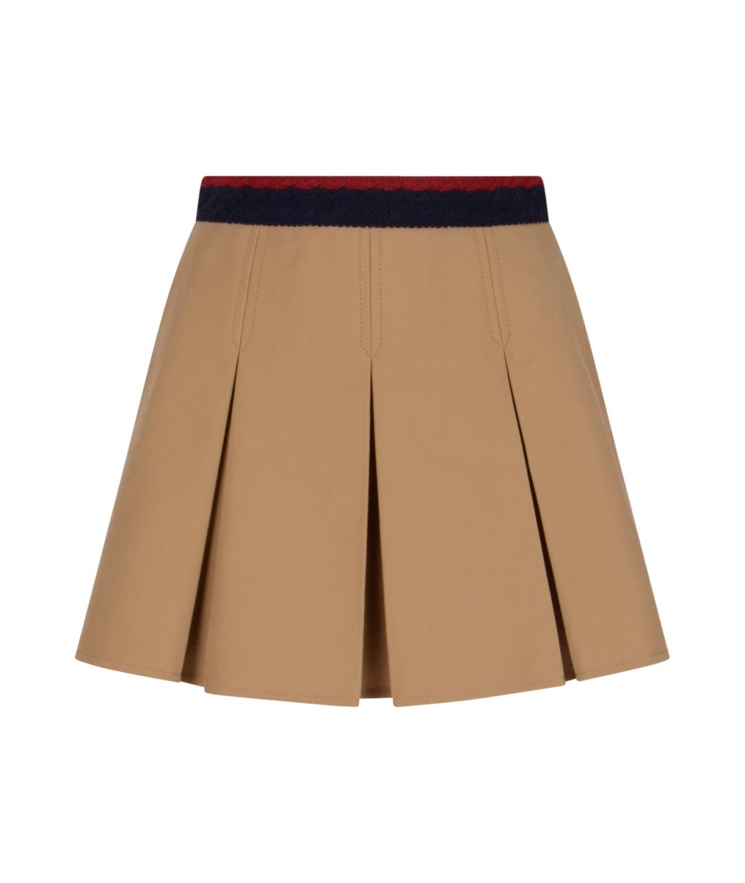 MONCLER Бежевая хлопковая юбка миди, фото 1