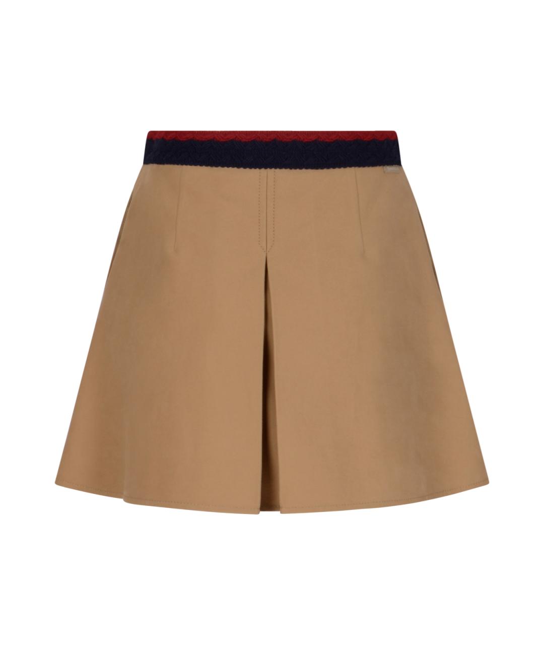 MONCLER Бежевая хлопковая юбка миди, фото 2