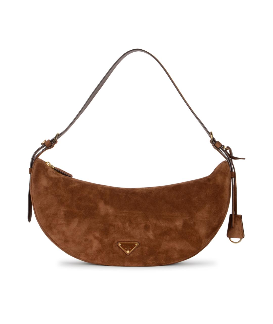 PRADA Коричневая замшевая сумка тоут, фото 1