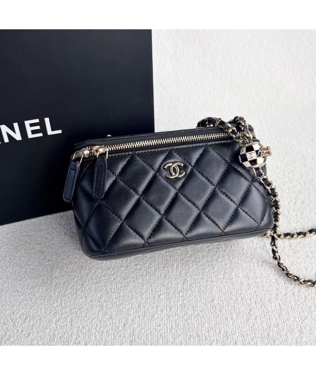 CHANEL Черная кожаная сумка через плечо, фото 6