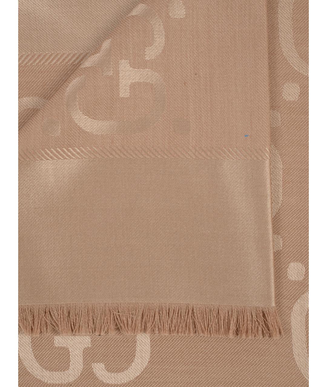 GUCCI Коричневый шерстяной шарф, фото 2
