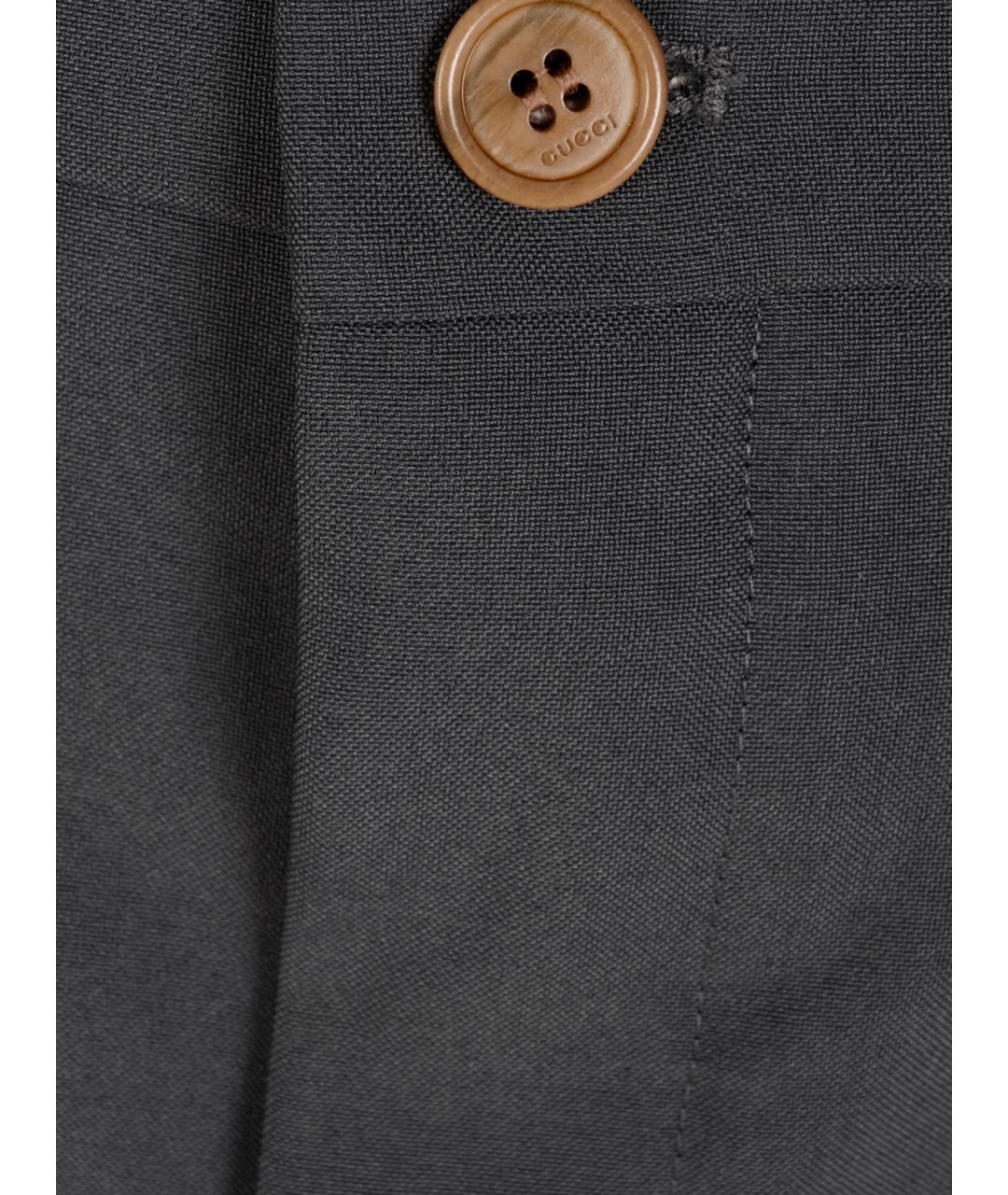 GUCCI Серые полиэстеровые прямые брюки, фото 3
