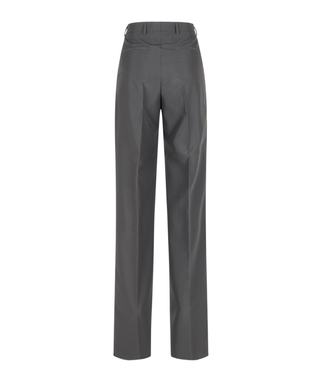 GUCCI Серые полиэстеровые прямые брюки, фото 2