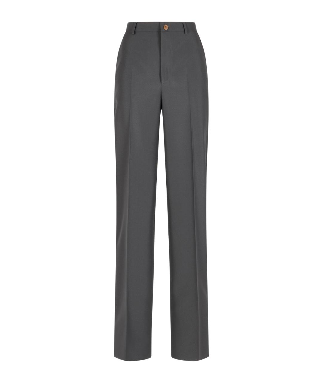 GUCCI Серые полиэстеровые прямые брюки, фото 1
