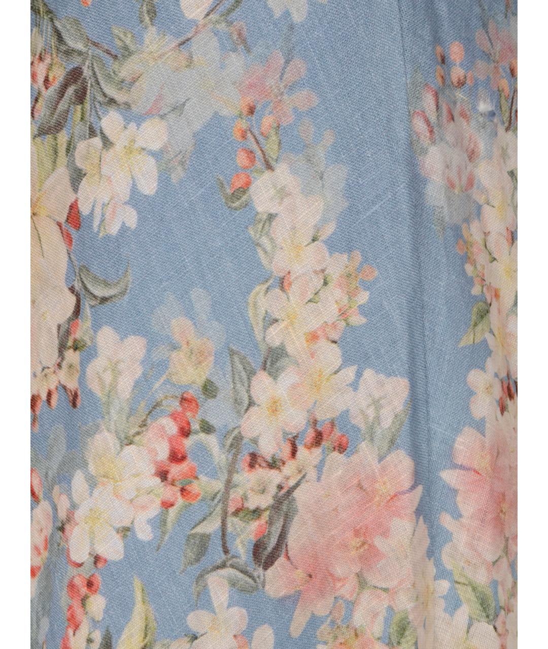 ZIMMERMANN Голубая льняная юбка миди, фото 3