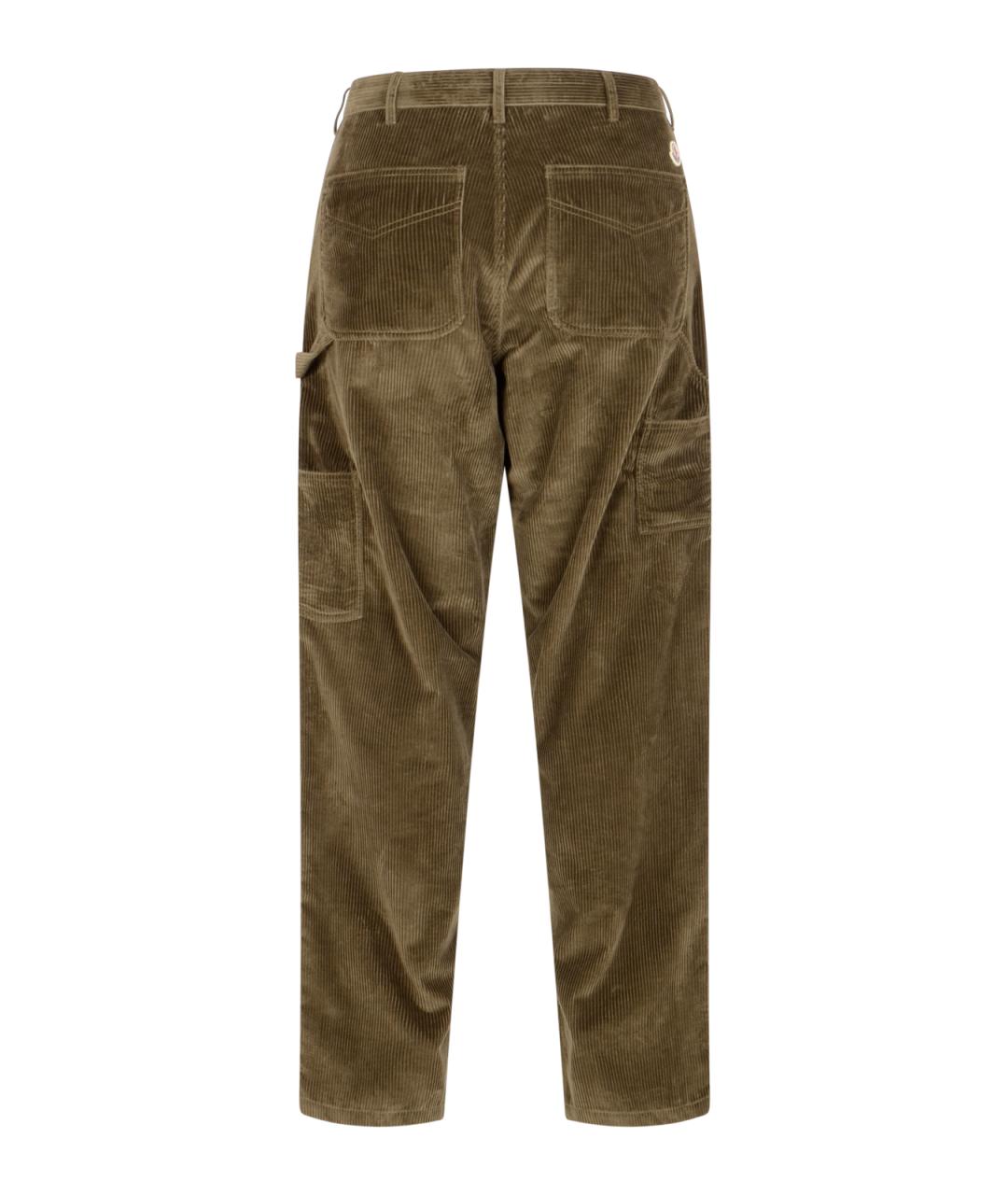 MONCLER Хаки хлопковые повседневные брюки, фото 2