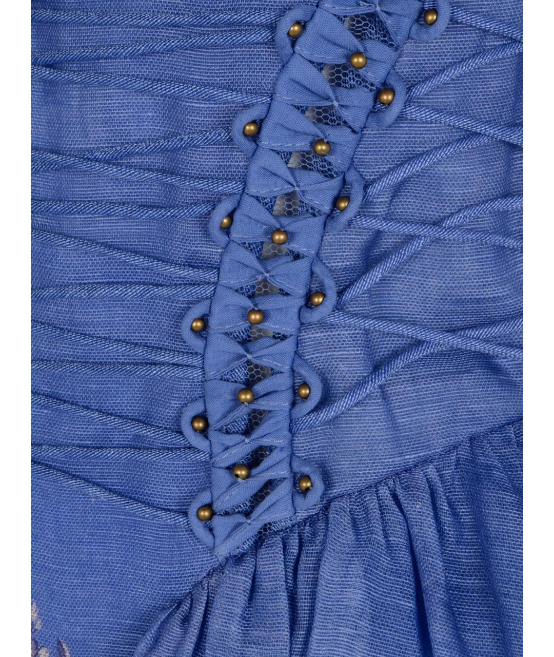 ZIMMERMANN Синее льняное повседневное платье, фото 3