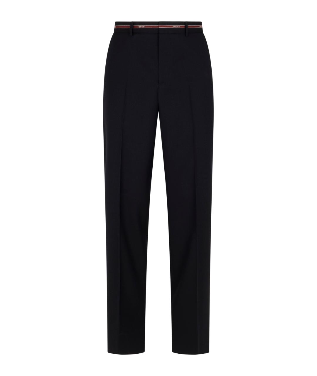 GUCCI Черные шерстяные повседневные брюки, фото 1