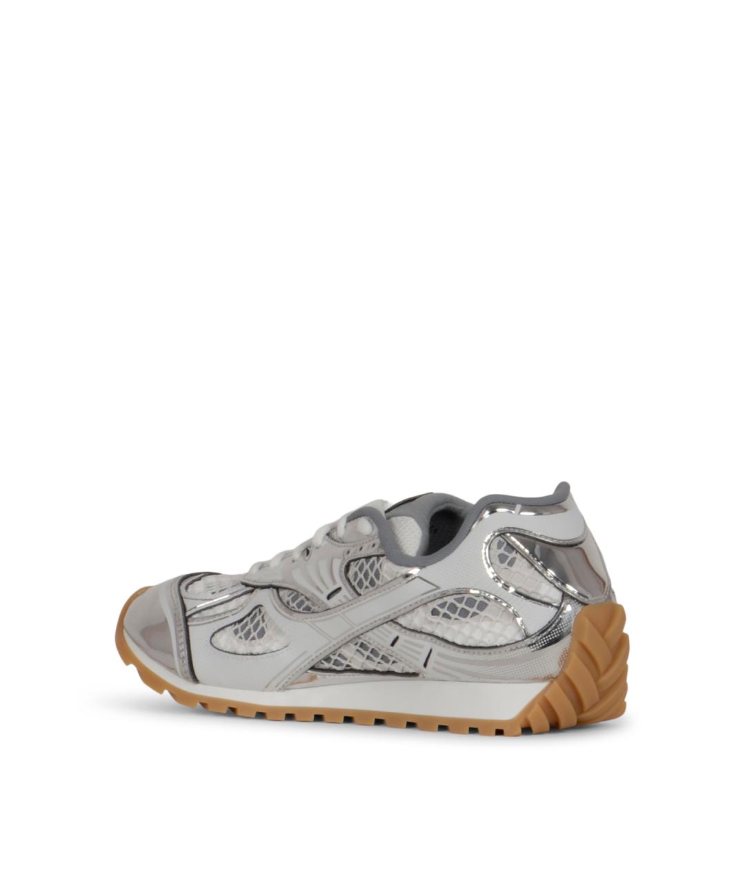 BOTTEGA VENETA Серебряные текстильные низкие кроссовки / кеды, фото 3