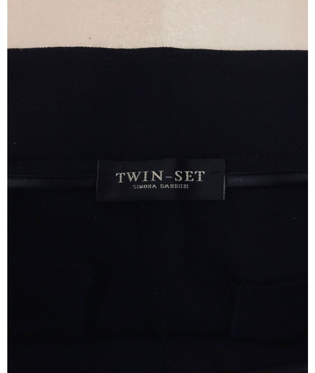 TWIN-SET Черные шерстяные прямые брюки, фото 5