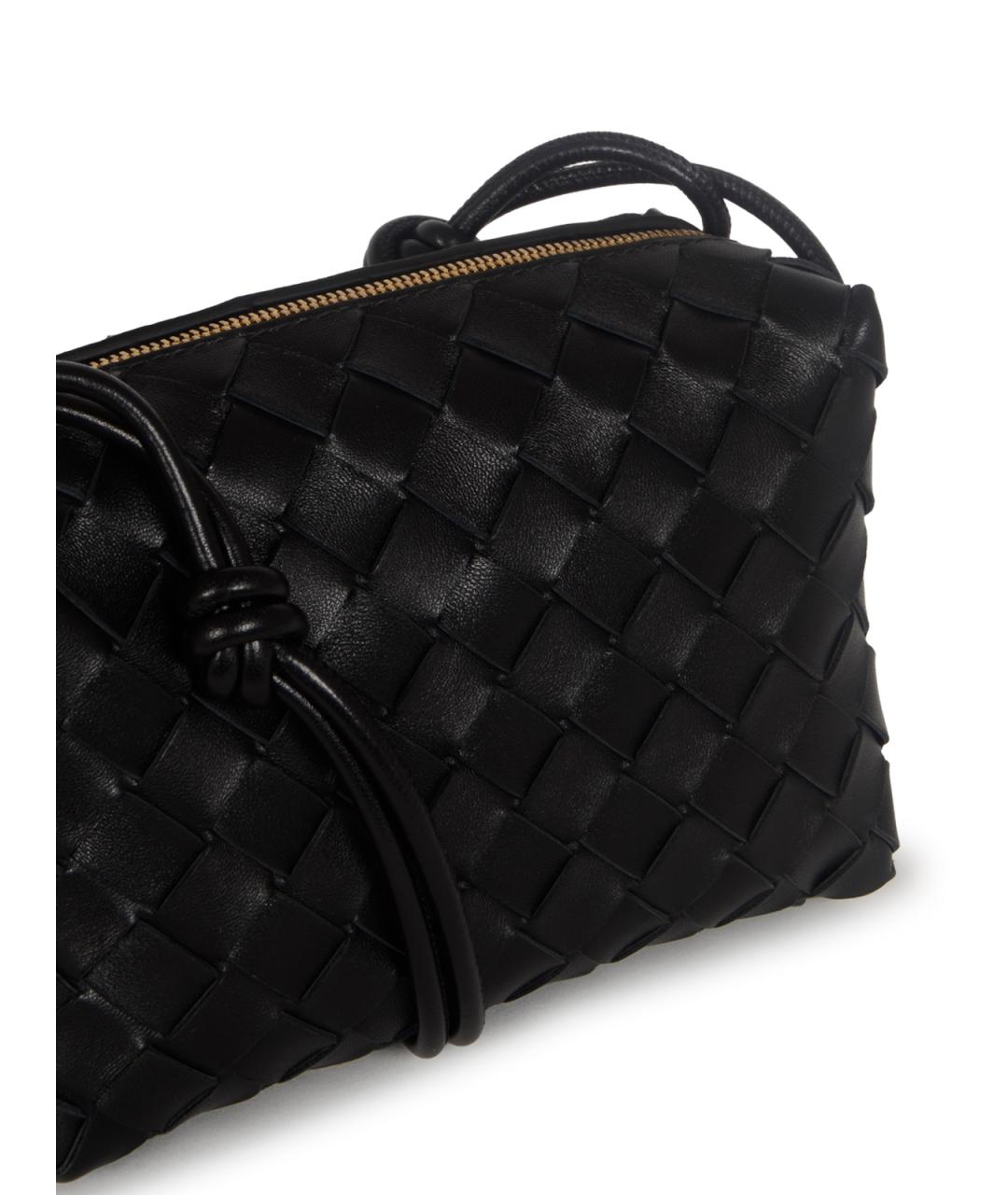 BOTTEGA VENETA Черная кожаная сумка через плечо, фото 4