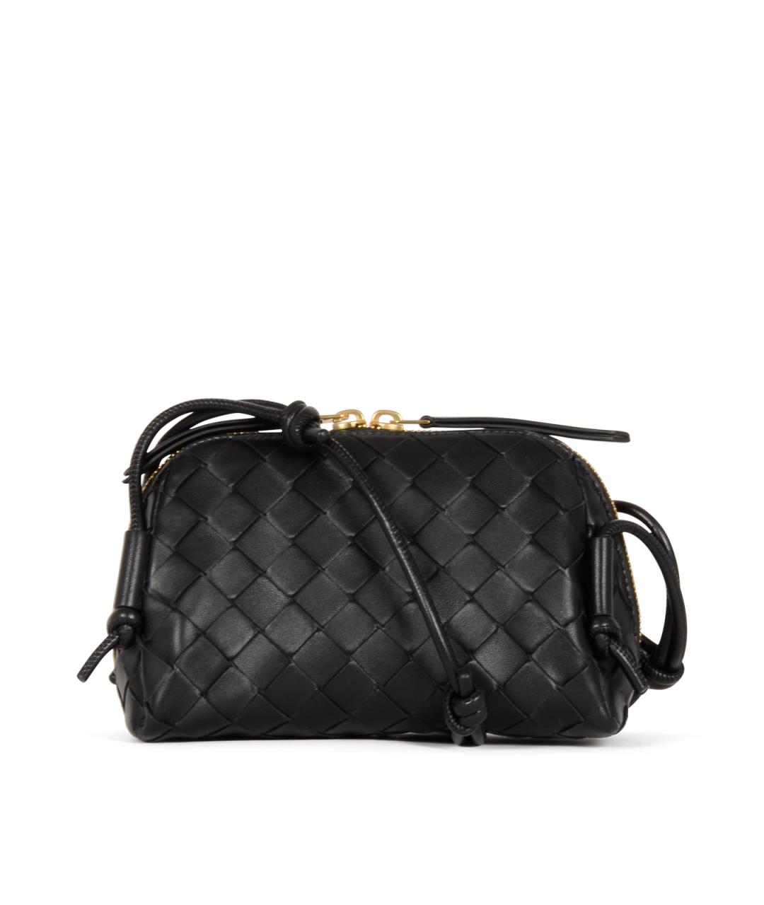 BOTTEGA VENETA Черная кожаная сумка через плечо, фото 4