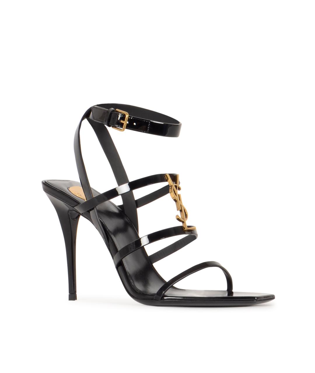 SAINT LAURENT Черные кожаные босоножки, фото 2