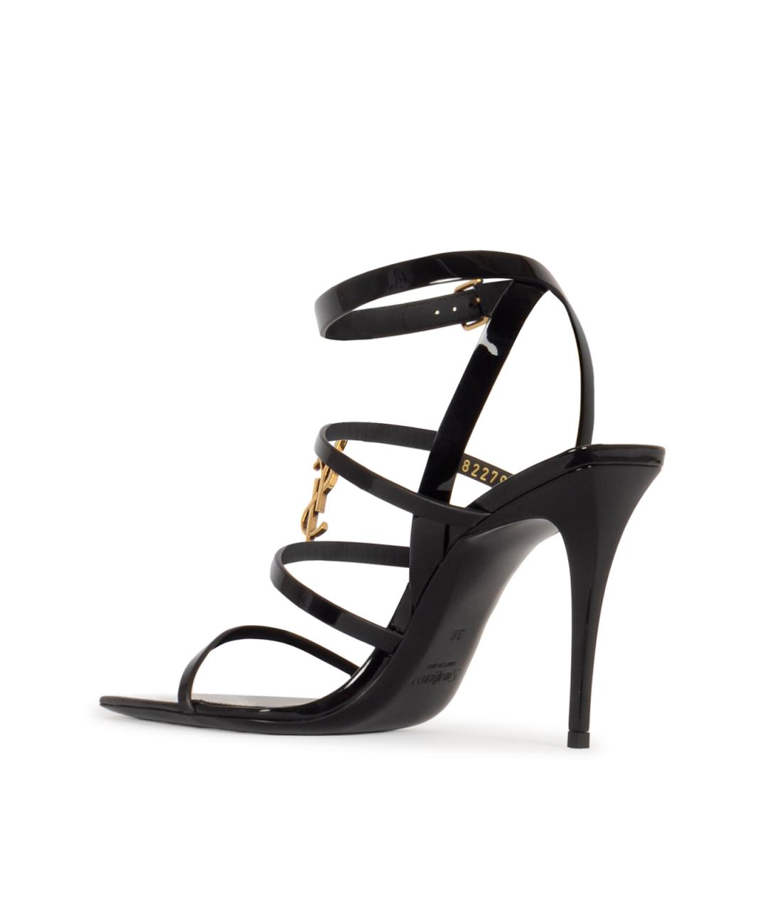 SAINT LAURENT Черные кожаные босоножки, фото 3