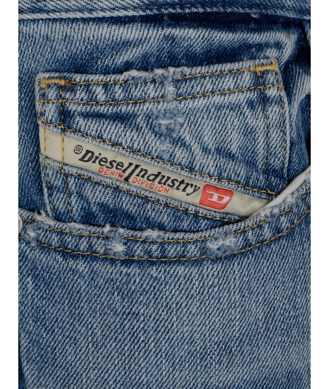 DIESEL Голубые хлопковые прямые джинсы, фото 3