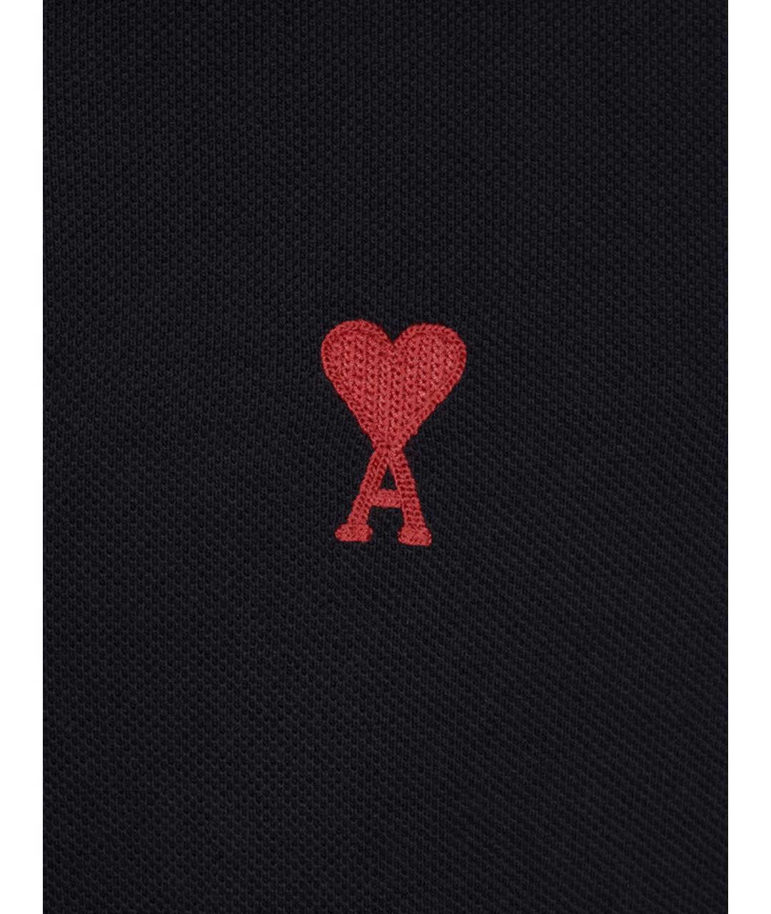 Ami Paris Черное хлопковое поло с коротким рукавом, фото 3