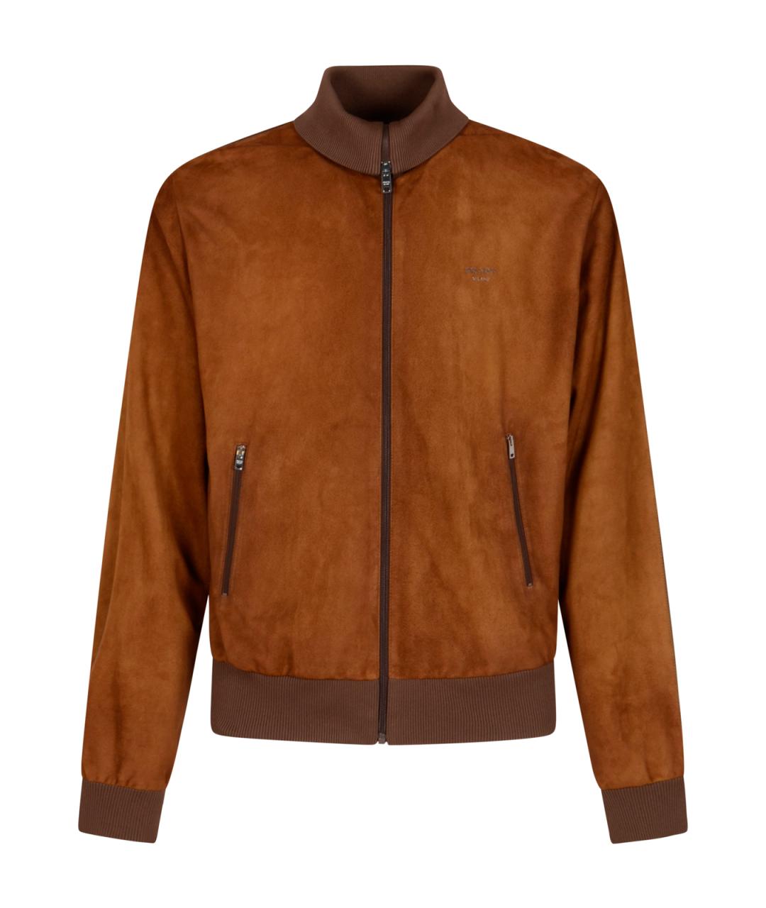 PRADA Коричневая кожаная куртка, фото 1